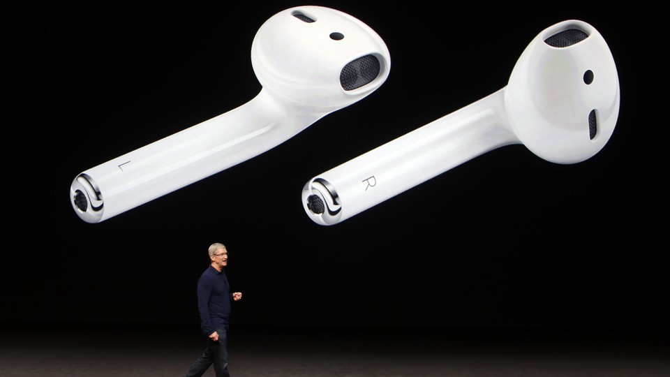 Tim Cook onstage at an Apple event in 2016