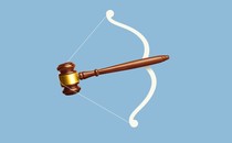 An illustration of a bow strung with a gavel