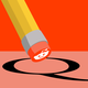 An eraser with the Reddit alien erasing a Q