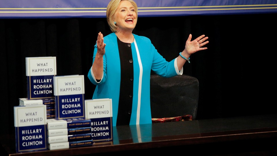 Former Secretary of State Hillary Clinton attends a signing of her new book in Manhattan.