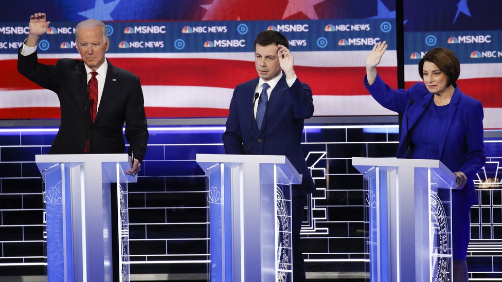 Joe Biden, Pete Buttigieg, and Amy Klobuchar.