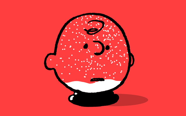 Charlie Brown as a snow globe