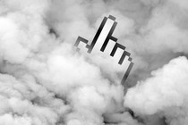 Illustration of a mouse cursor emerging from the clouds