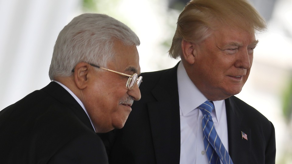 U.S. President Donald Trump welcomes Palestinian President Mahmoud Abbas at the White House in Washington D.C. on May 3, 2017.