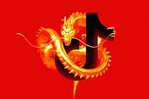 Chinese dragon wrapped around the TikTok logo