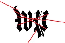 Washington Post logo being wrapped up in red wires