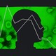 An illustration of a person with virus cells behind them and a graph superimposed