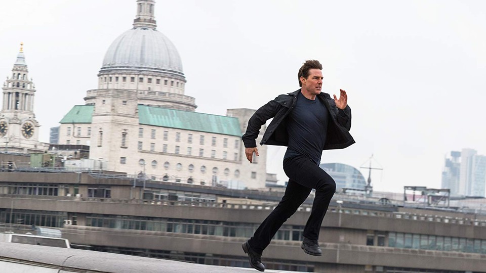 Tom Cruise as Ethan Hunt running to save the world