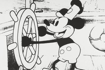 Black-and-white still of Steamboat Willie