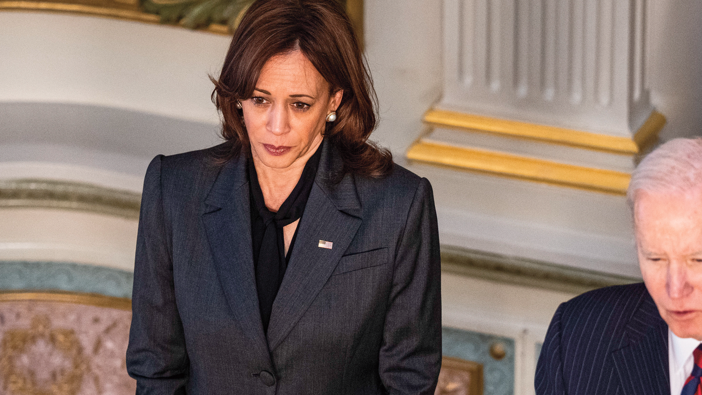 A photo of Kamala Harris standing next to Joe Biden