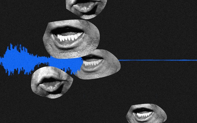 Trump's mouth and an audio wave
