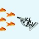 An illustration of a microscope and goldfish
