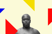 A portrait of Brontez Purnell with colored triangles