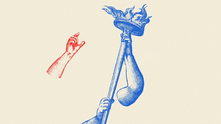 An illustration of a hand and a torch
