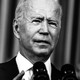 A black-and-white photograph of President Joe Biden