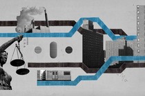 A blue-and-gray illustration shows a subway car, apartment buildings, and other images from city life.