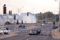 A car destroyed by Palestinian militants in Sderot, Israel, on Saturday, October 7, 2023