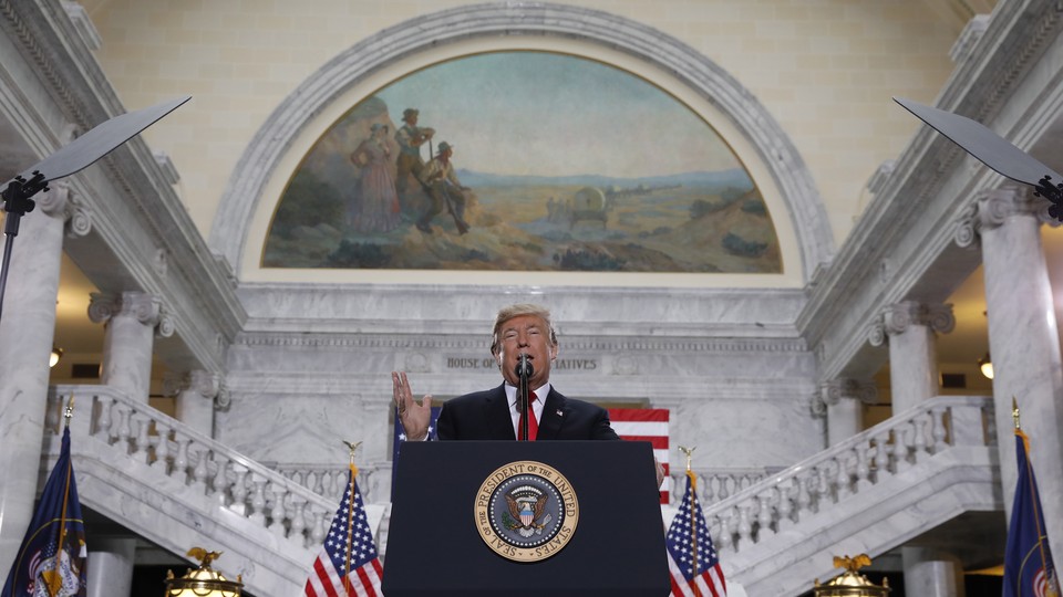 President Donald Trump speaks at the Utah State Capitol.