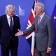 Michel Barnier, the European Commission Chief Brexit Negotiator, stands alongside David Davis, the U.K. Secretary of State for Exiting the European Union, at the resumption of Brexit talks in Brussels, Belgium on July 17, 2017.