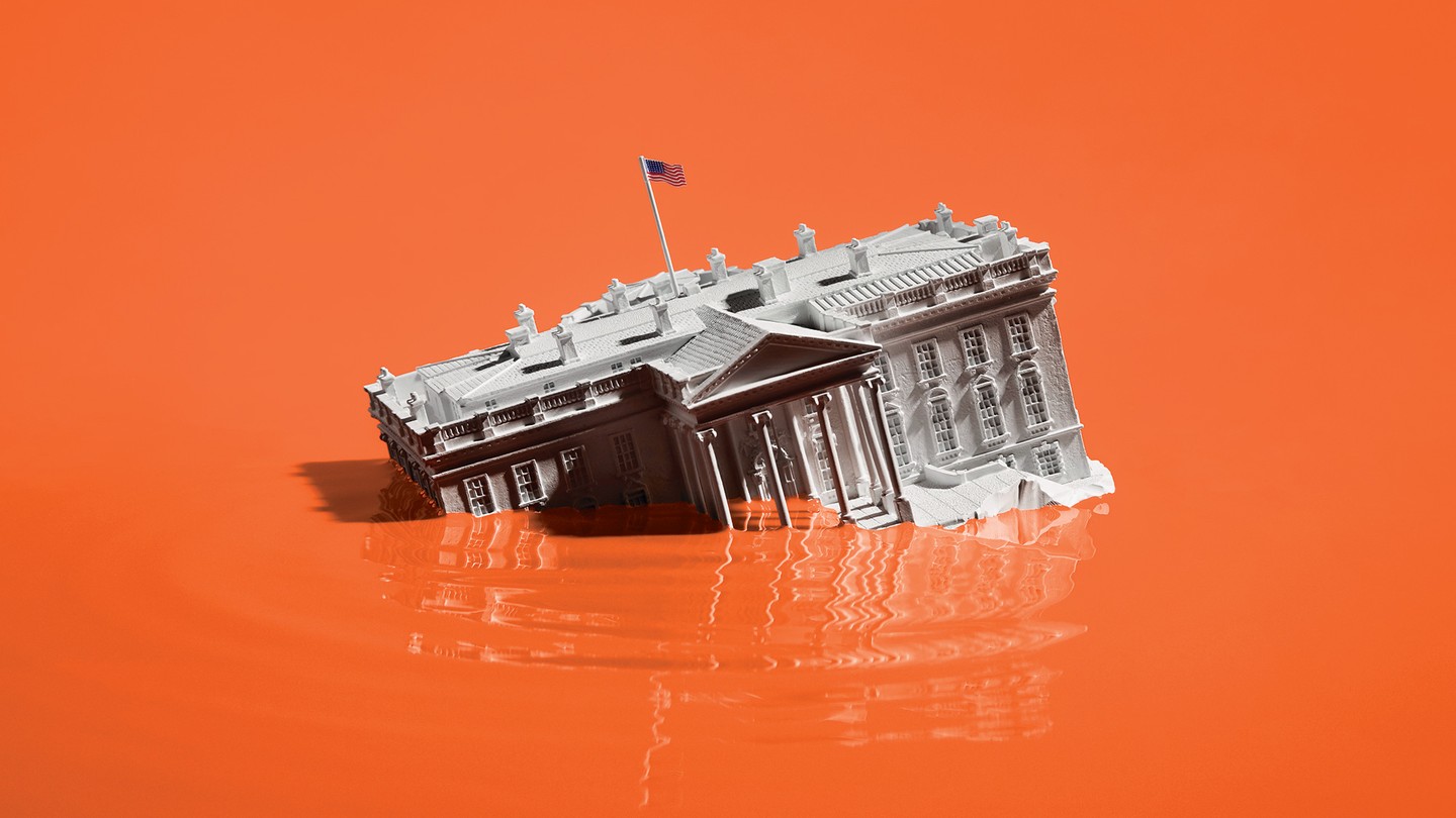 The White House sinking into water