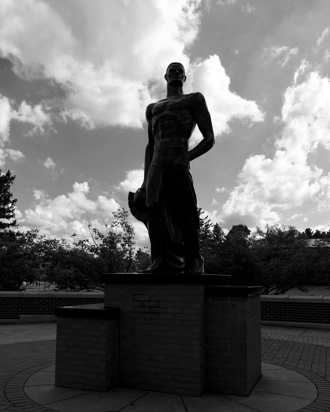 The Spartan statue on the Michigan State campus