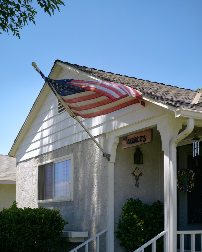 a house with an american flag