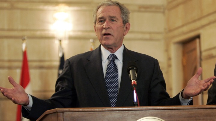 President George W. Bush speaks during a joint news conference.