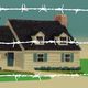 A house behind white barbed wire.