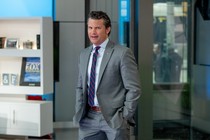 Pete Hegseth stands on the Fox News set