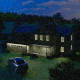 Gif of a suburban home with lights turning on randomly.