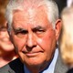U.S. Secretary of State Rex Tillerson looks toward President Donald Trump.