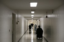 Patients in a hospital hallway