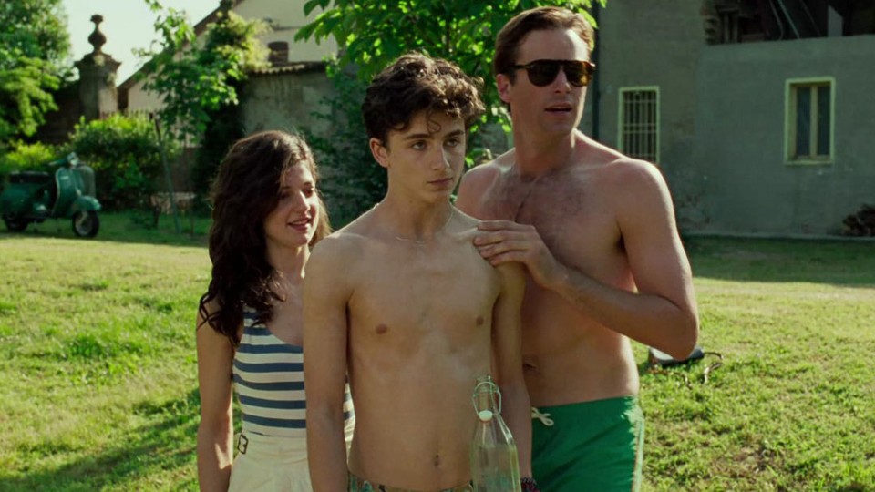 Esther Garrel, Timothée Chalamet, and Armie Hammer in a scene from 'Call Me by Your Name'