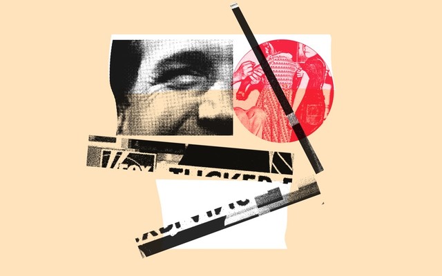 A collage of Tucker Carlson and the Fox News logo.