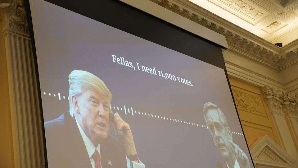 Footage of Trump talking on a phone, with text reading "Fellas, I need 11,000 votes."