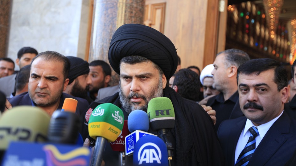Iraqi Shia cleric Moqtada al-Sadr during his visit to Baghdad