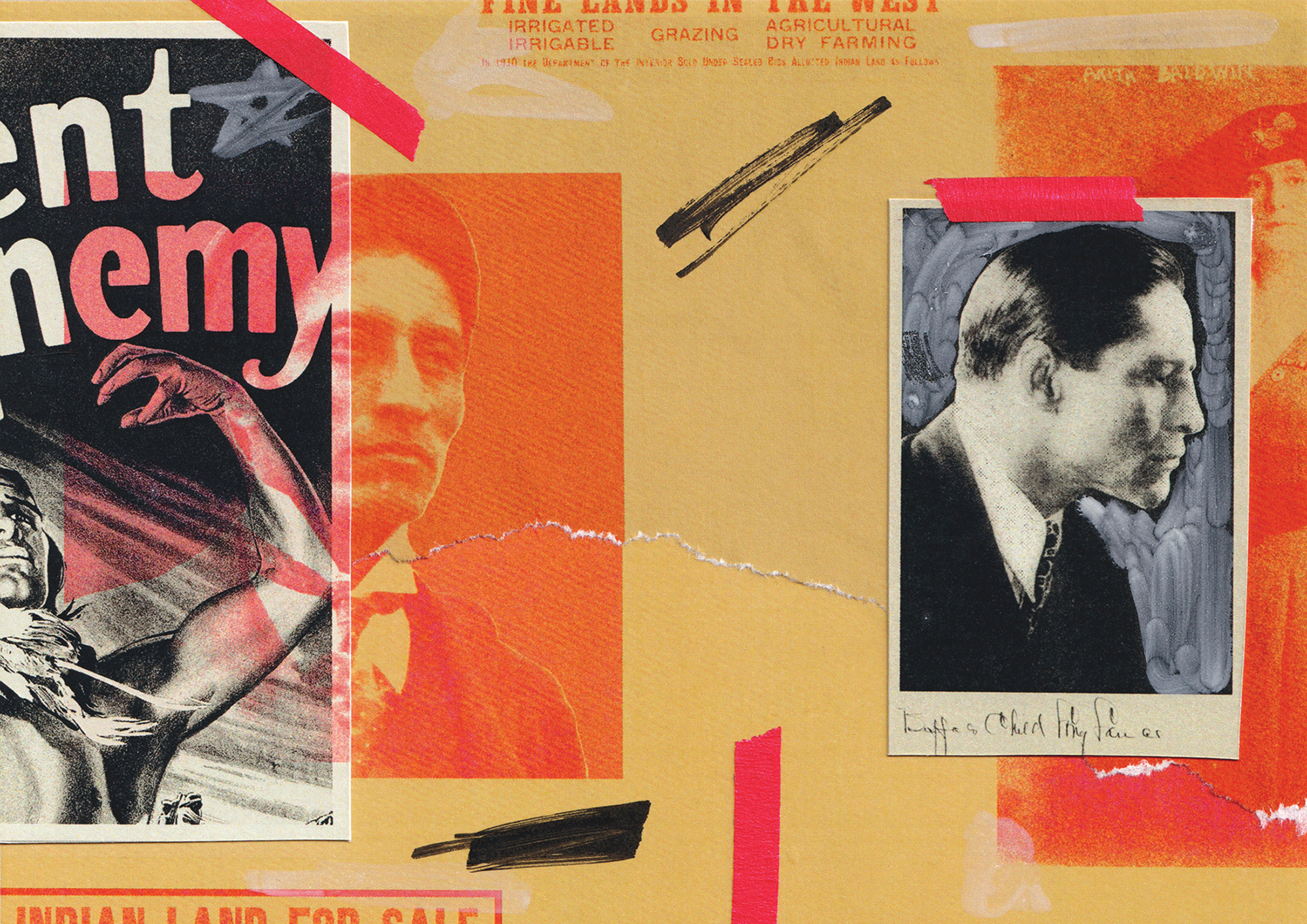 collage-style illustration with movie poster and archival photographs