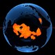 A globe shows a giant molten blob beneath the Pacific ocean.