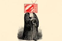 An illustration of a judge with a TV for a head