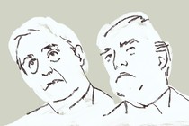 Illustration of Robert Mueller and Donald Trump