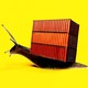 An illustration of a snail with a shipping container as its shell