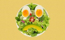A salad whose components form a frowny face