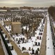 A photo of a snow-covered cemetery in New York City