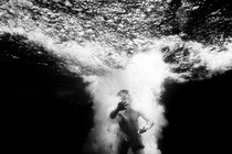 A young boy underwater