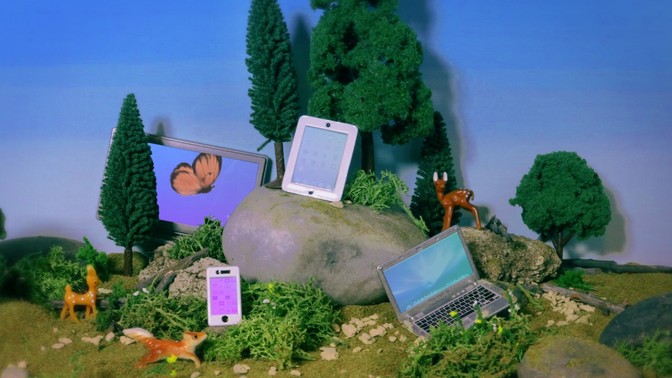 Illustration of a forest scene in minature