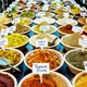 Bowls of spices in a marketplace in Jerusalem