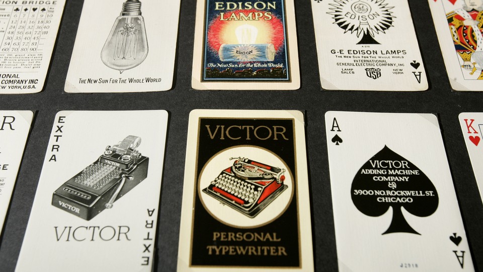 A grid of playing cards from different makers