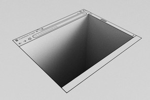 Illustration of a web browser window forming a hole on the ground