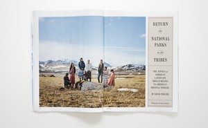 Photograph of the cover story of the May 2021 issue, "Return the National Parks to the Tribes"