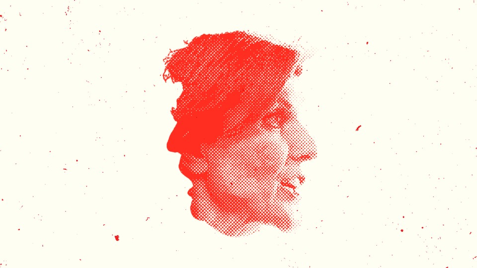 A profile of Nikki Haley cut out and set, back to back, against a profile of Donald Trump